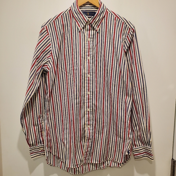 Ralph Lauren 120s Two Ply Classic Stripe Button Down Shirt 15 1/2 39 Mens - Picture 3 of 9